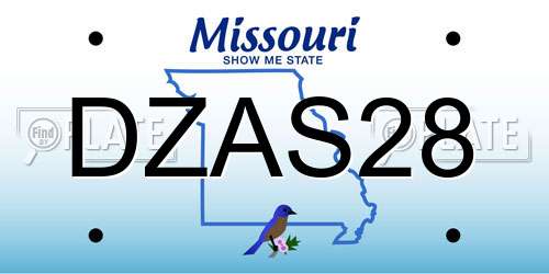 DZAS28 Missouri License Plate