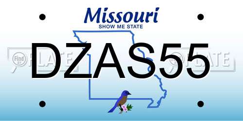 DZAS55 Missouri License Plate