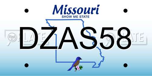 DZAS58 Missouri License Plate