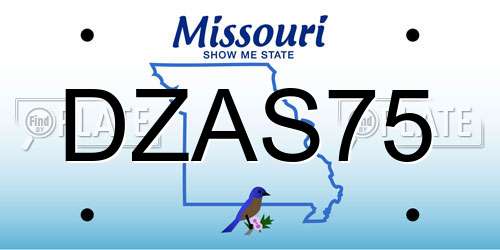 DZAS75 Missouri License Plate