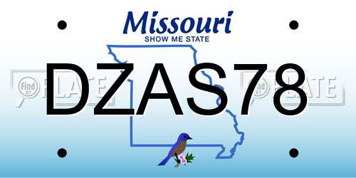 DZAS78 Missouri License Plate