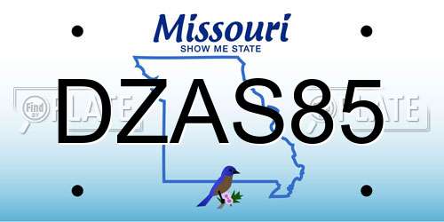 DZAS85 Missouri License Plate