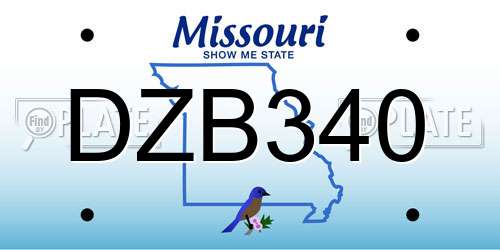 DZB340 Missouri License Plate