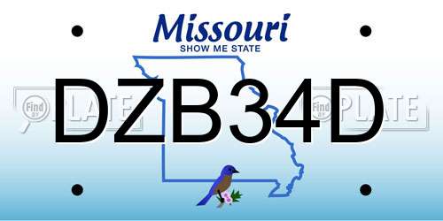 DZB34D Missouri License Plate