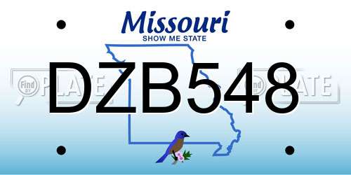DZB548 Missouri License Plate