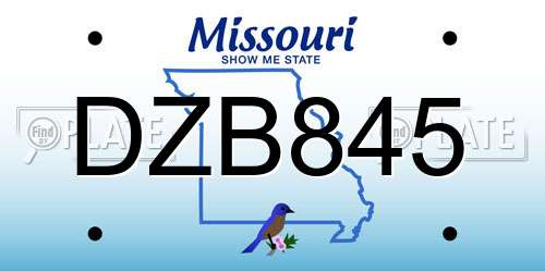 DZB845 Missouri License Plate