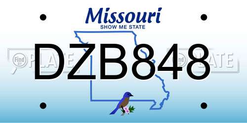 DZB848 Missouri License Plate