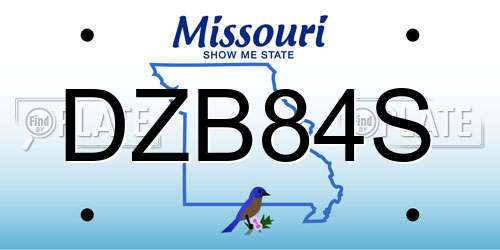 DZB84S Missouri License Plate