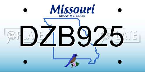 DZB925 Missouri License Plate