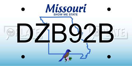 DZB92B Missouri License Plate