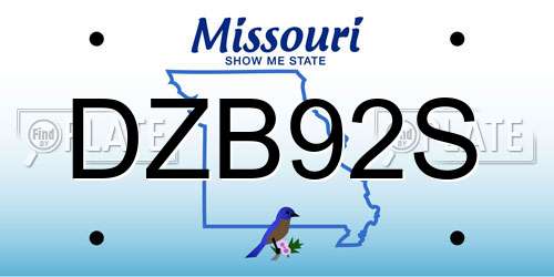 DZB92S Missouri License Plate