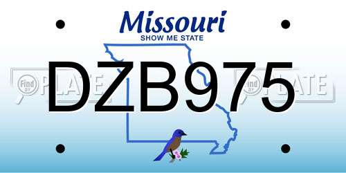 DZB975 Missouri License Plate