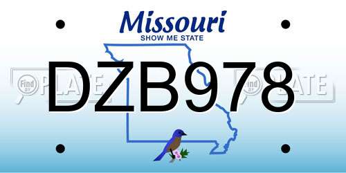 DZB978 Missouri License Plate
