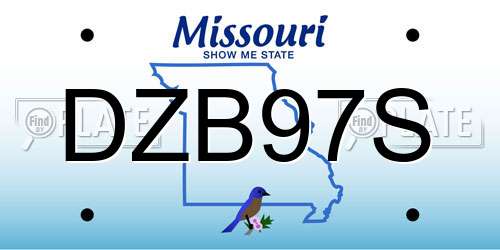 DZB97S Missouri License Plate