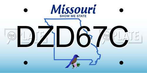 DZD67C Missouri License Plate