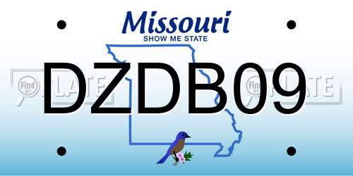 DZDB09 Missouri License Plate