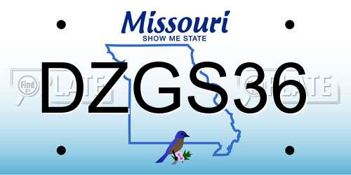 DZGS36 Missouri License Plate