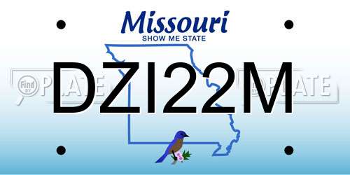 DZI22M Missouri License Plate