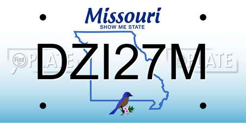 DZI27M Missouri License Plate