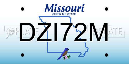 DZI72M Missouri License Plate