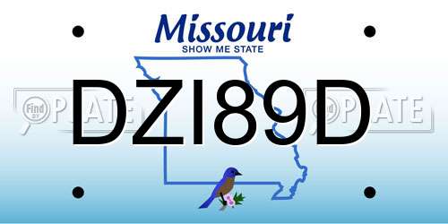 DZI89D Missouri License Plate