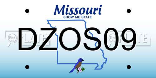 DZOS09 Missouri License Plate