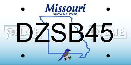 DZSB45 Missouri License Plate
