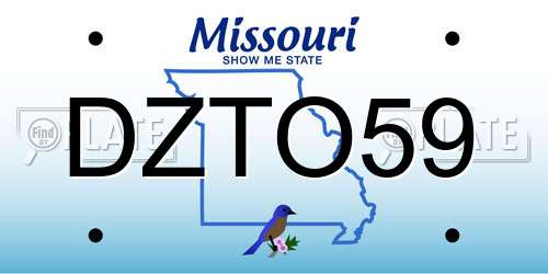 DZTO59 Missouri License Plate