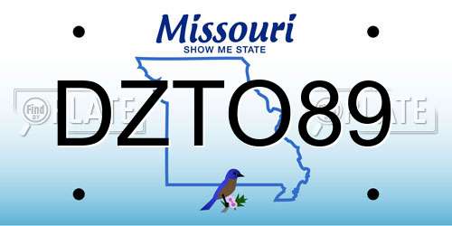 DZTO89 Missouri License Plate