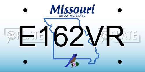 E162VR Missouri License Plate