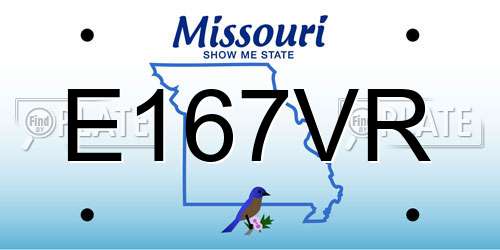 E167VR Missouri License Plate