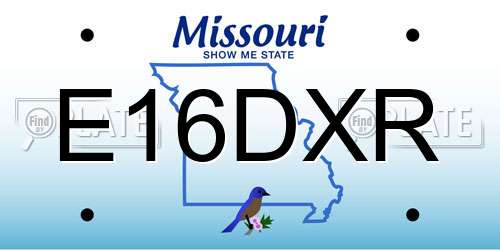 E16DXR Missouri License Plate