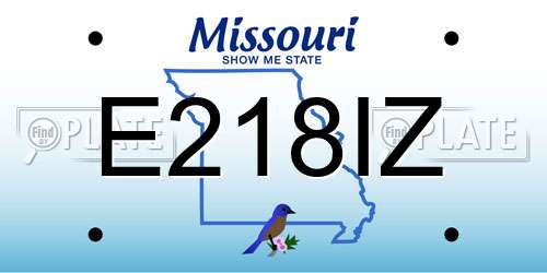 E218IZ Missouri License Plate