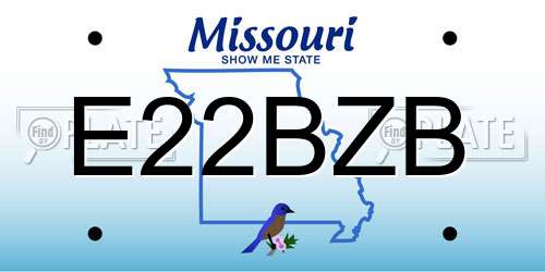E22BZB Missouri License Plate