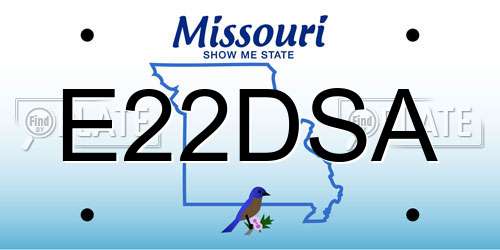 E22DSA Missouri License Plate