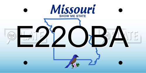 E22OBA Missouri License Plate