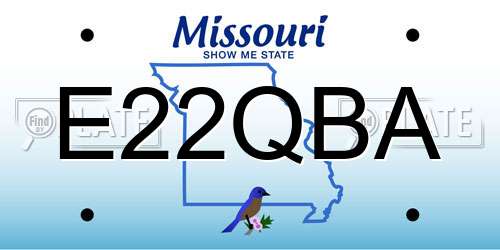 E22QBA Missouri License Plate