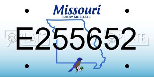 E255652 Missouri License Plate