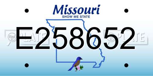 E258652 Missouri License Plate