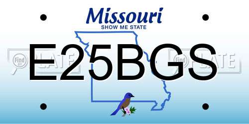 E25BGS Missouri License Plate