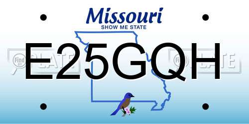 E25GQH Missouri License Plate