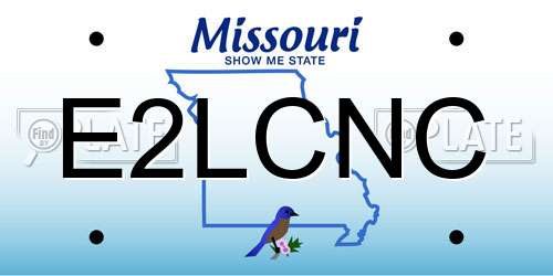 E2LCNC Missouri License Plate