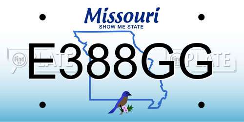 E388GG Missouri License Plate