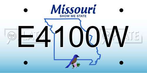 E4100W Missouri License Plate