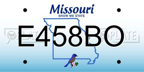 E458BO Missouri License Plate