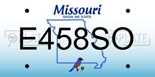 E458SO Missouri License Plate