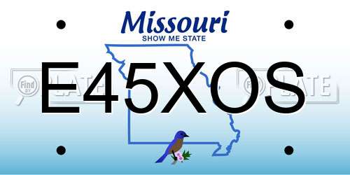 E45XOS Missouri License Plate