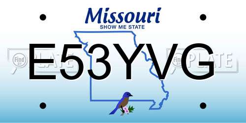 E53YVG Missouri License Plate
