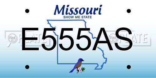 E555AS Missouri License Plate