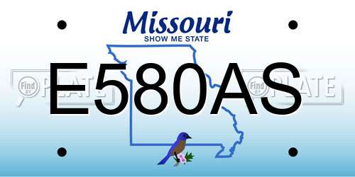 E580AS Missouri License Plate